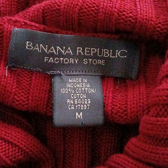Banana Republic Factory Store deep red ribbed casual sweater Sz M NWOT - Picture 5 of 5